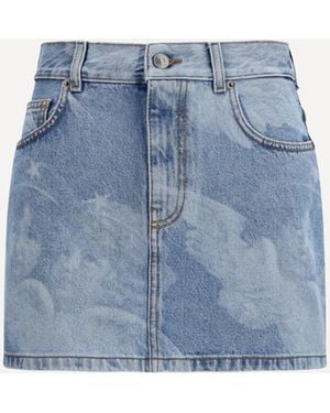 Fiorucci Angel-Print Denim Mini Skirt - Blue