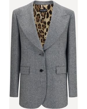 Dolce & Gabbana Prince Of Wales Single Breasted Blazer - Grey