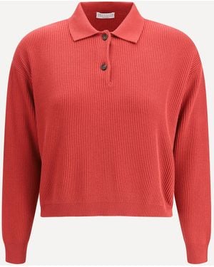 Brunello Cucinelli Maglione A Maglia - Rosso