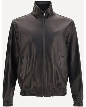 Valentino Leather Zip Jacket - Grey