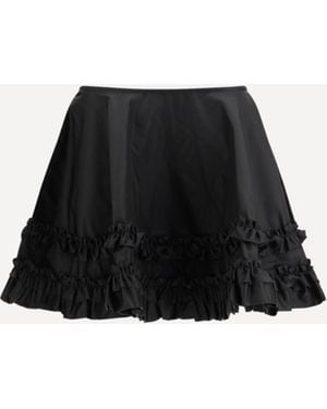 Ganni Duchesse Nylon Mini Frill Skirt - Black