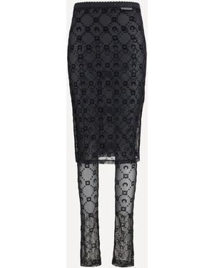 Marine Serre Moonogram Mesh Flock Pant-Skirt - Black