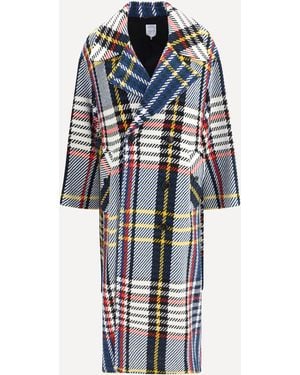 Sara Roka Check Long Coat - White