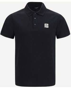 Balmain Pb Embroidered Logo Polo - Black