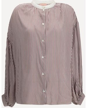 Kristina Ti Striped Shirt With Wide Sleeves - Red