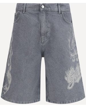 Gcds Riders Baggy Shorts With Designs - Gray