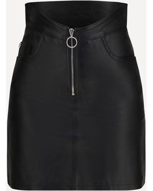Fiorucci Leather Mini Skirt With Zip - Black