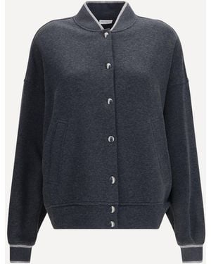 Brunello Cucinelli Techno Cotton And Cashmere Interlock Bomber Jacket - Blue