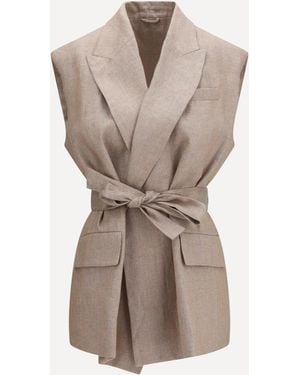 Brunello Cucinelli Linen Blend Vest - Natural