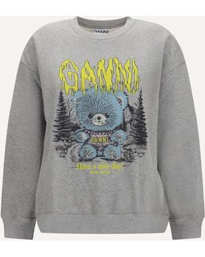 Ganni Isoli Teddy Forest Sweatshirt - Gray