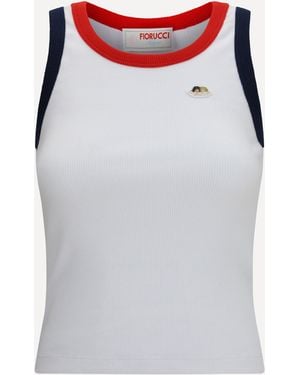 Fiorucci Angels Patch Tank Top With Contrast Trims - Gray