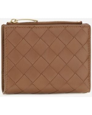 Bottega Veneta Lambskin Intrecciato Wallet - Brown