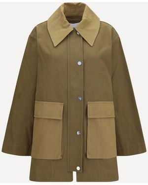 Ganni Oversized Cotton Jacket - Green