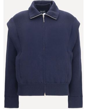 Giorgio Armani Padded Virgin Wool Bomber Jacket - Blue