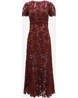 Self-Portrait Midi Lace Dress - Red