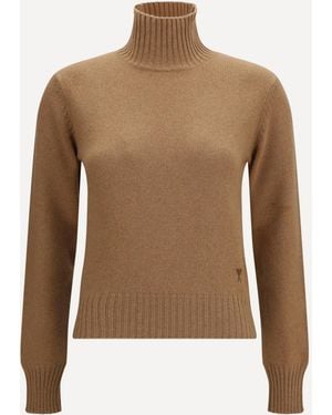 Ami Paris Maglione Dolcevita Ami De Coeur - Marrone