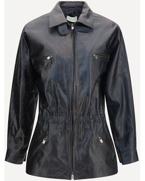 Magda Butrym Vintage Leather Jacket With Drawstring - Black