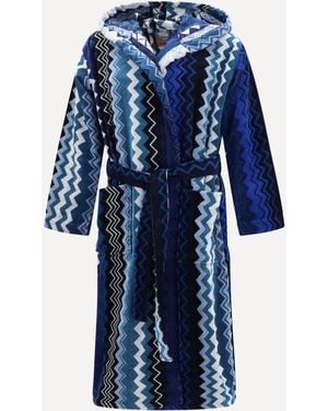 Missoni Giacomo Hooded Bathrobe - Blue