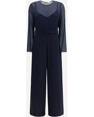 P.A.R.O.S.H. P. A.R. O.S. H. Cady And Chiffon Jumpsuit - Blue