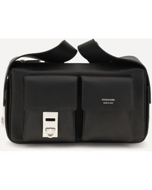 Ferragamo Hug Buckle Utility Shoulder Bag - Black