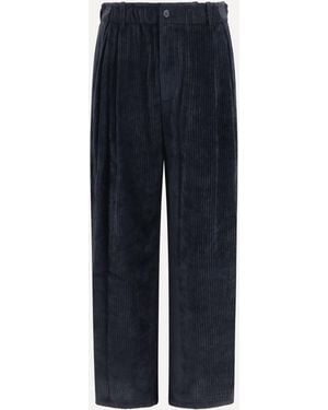 Giorgio Armani Wide-Leg Ribbed Viscose Velvet Trousers - Blue
