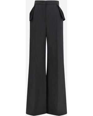 Nissa Wide-Leg Wool-Blend Trousers - Black