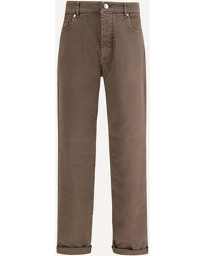 Brunello Cucinelli Jeans With Turn-Up Hem - Brown