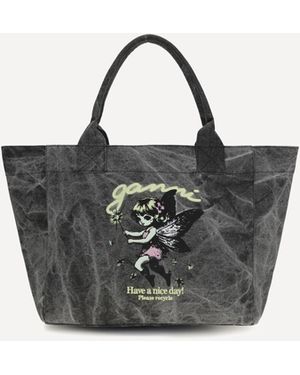 Ganni Fairy Medium Tote Bag - Black