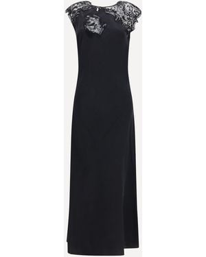 Ferragamo Silk Dress With Lace - Blue