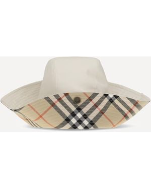 Burberry Check Bucket Hat - White