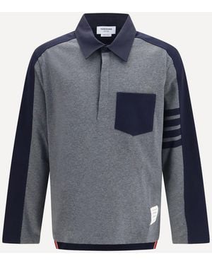 Thom Browne Oversized Colorblock Rugby Polo - Blue