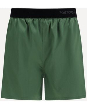 Tom Ford Stretch Silk Satin Pj Shorts - Green