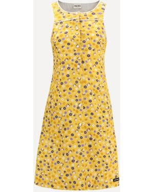 Miu Miu Floral Midi Dress - Yellow