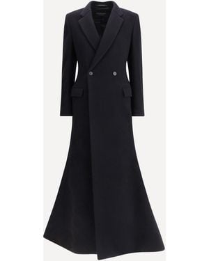 Balenciaga Oversized Godet Double-Breasted Coat - Black