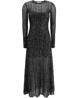 Alaïa Alaïa - Sequin-embellished Long Knit Dress - Black