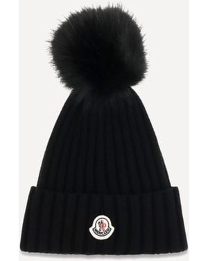 Moncler Wool Hat With Pon Pon - Black
