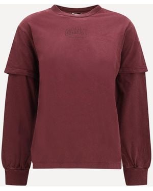 Ganni Future Heavy Jersey Long-Sleeve T-Shirt Port Royale - Red