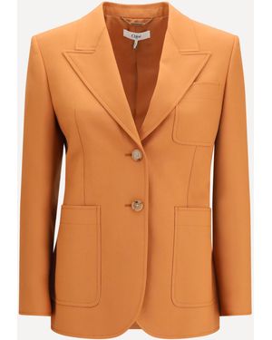 Chloé Straight-Cut Wool Gabardine Blazer - Orange