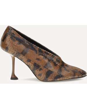 Proenza Schouler Tee Pieced Python-Print Court Shoes - Brown