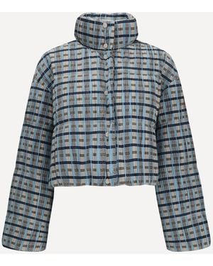 GONGDID DESIGN Short Padded High-Neck Jacket - Blue