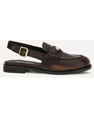 Miu Miu Buckled Leather Loafers - White