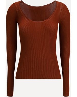 Petar Petrov Ribbed Fitted Top - Brown
