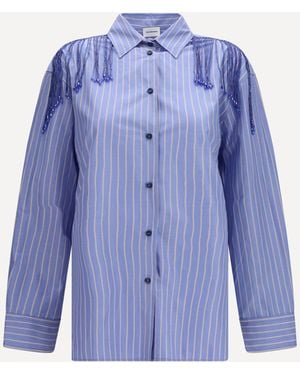 ANDAMANE Miley Fringed Oversized Shirt - Blue