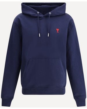 Ami Paris Logoed Hoodie - Blue