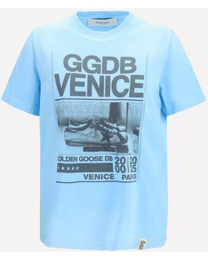 Golden Goose Cotton Printed T-Shirt - Blue