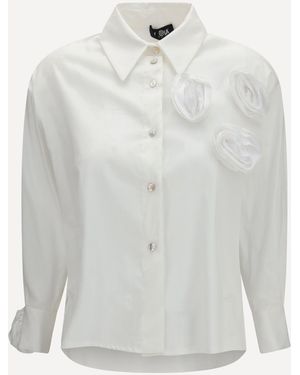 Ella Shirt With Appliqué Roses - White