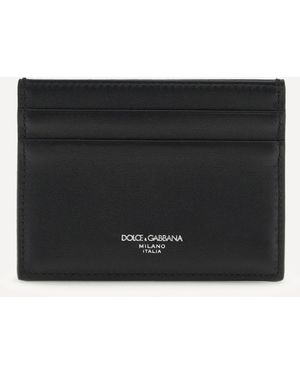 Dolce & Gabbana Calfskin Plongé Cardholder With Woven Detail - Black