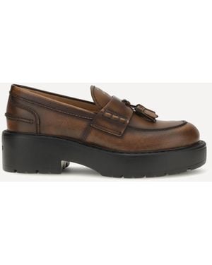 Miu Miu Smooth Leather Tassel Loafers - White
