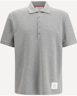 Thom Browne Polo Shirt Whit Iconic Bands - Grey