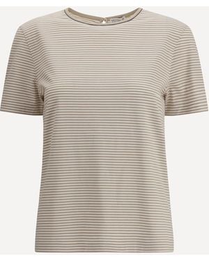 Brunello Cucinelli Striped Jersey T-Shirt - Natural
